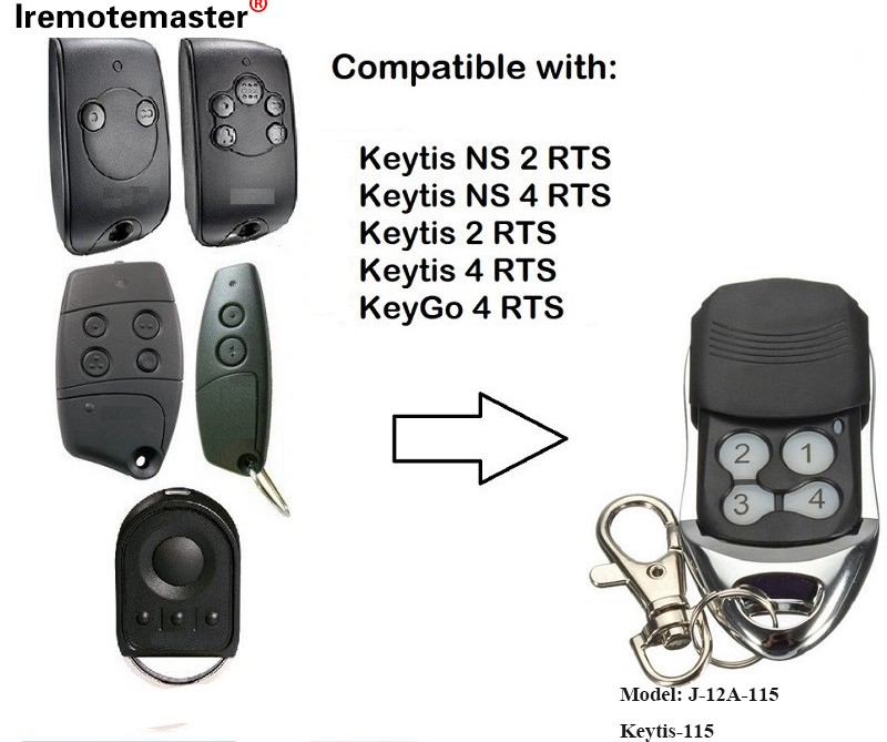 Pou Keytis NS 2 RTS Keytis NS 4 RTS pòt garaj kontwòl remote 433.42MHz