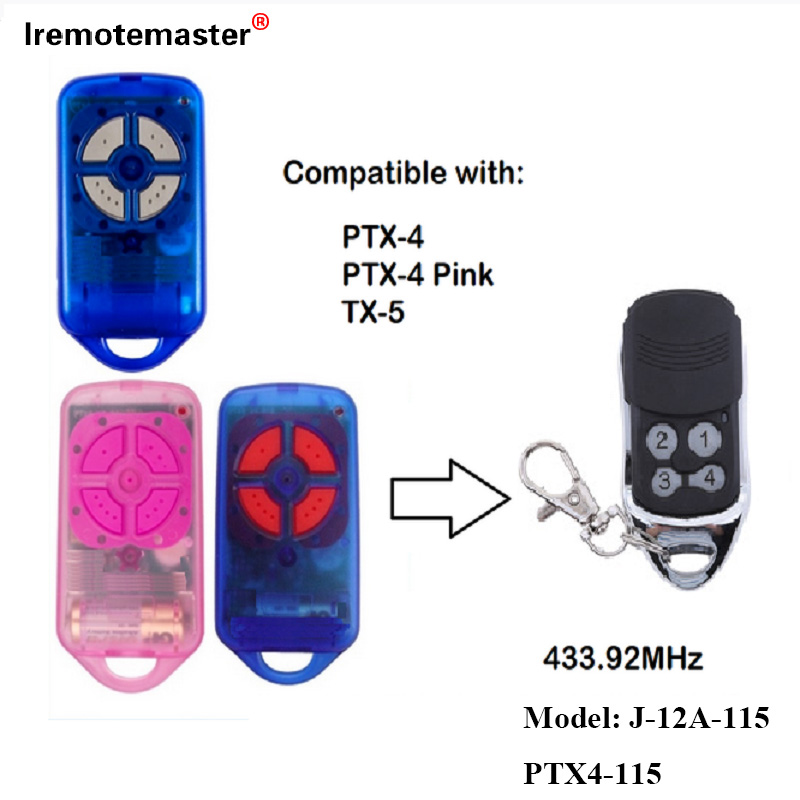 Pou PTX4 433.92 MHz Gate Garaj Pòt Remote Control Rolling Kòd