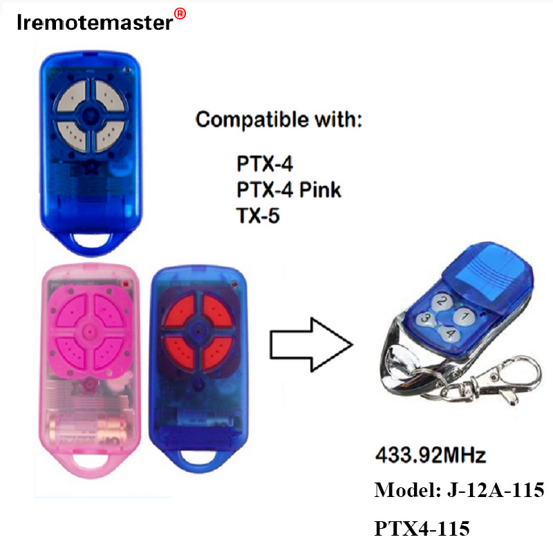 Pou PTX4 433.92 MHz Rolling Kòd Garaj Pòt Remote Kontwòl