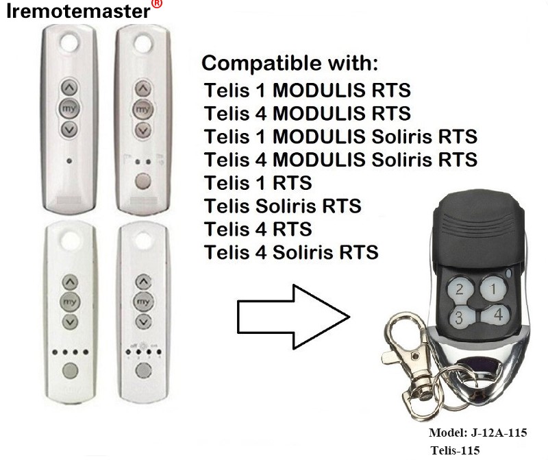 Pou Telis 1 RTS Telis Soliris RTS 4 RTS Pòt Garaj Kontwòl Remote 433.42MHz